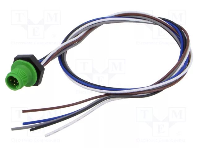 Connector: M12; socket; male; 2A; 60V; PIN: 5; IP67; straight; cables LUTRONIC 1230-05-T16CW10505