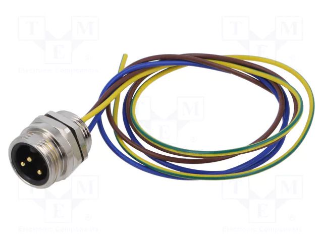 Connector: 7/8"; socket; male; PIN: 3; IP67; straight; cables; 0.5m LUTRONIC 7830-03-T13CW-05M
