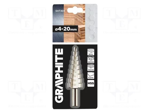 Drill bit; Ø: 4÷20mm; high speed steel; Working part len: 51mm GRAPHITE 54T303