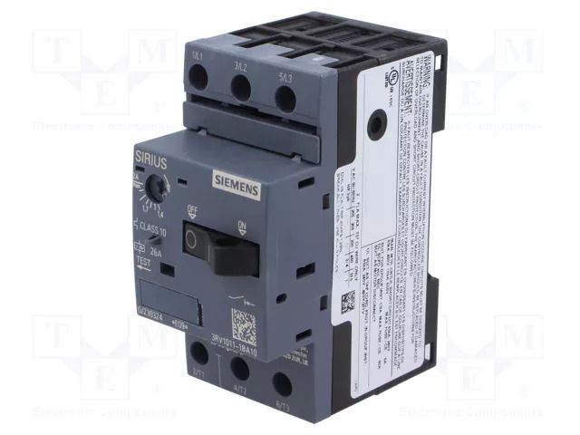 Motor breaker; 0.75kW; 220÷690VAC; for DIN rail mounting SIEMENS 3RV1011-1BA10