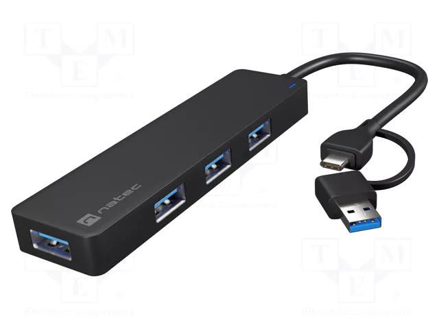 Hub USB; USB A socket x4,USB A plug,USB C socket,USB C plug NATEC NHU-2023