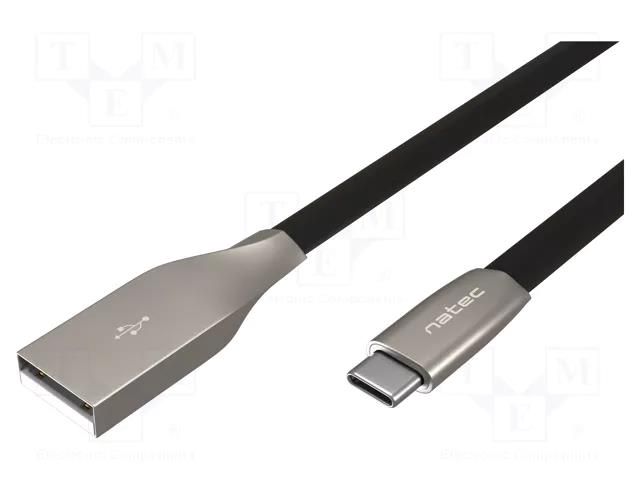Cable; USB 2.0; USB A plug,USB C plug; nickel plated; 1m; black NATEC NKA-1954