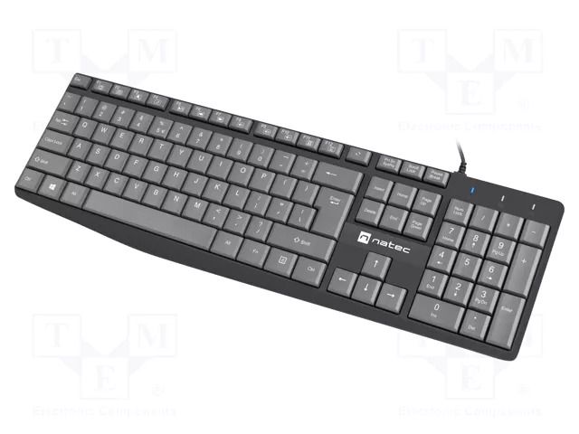 Keyboard; black,grey; USB A; wired,slim,US layout; Len: 1.8m NATEC NKL-1507