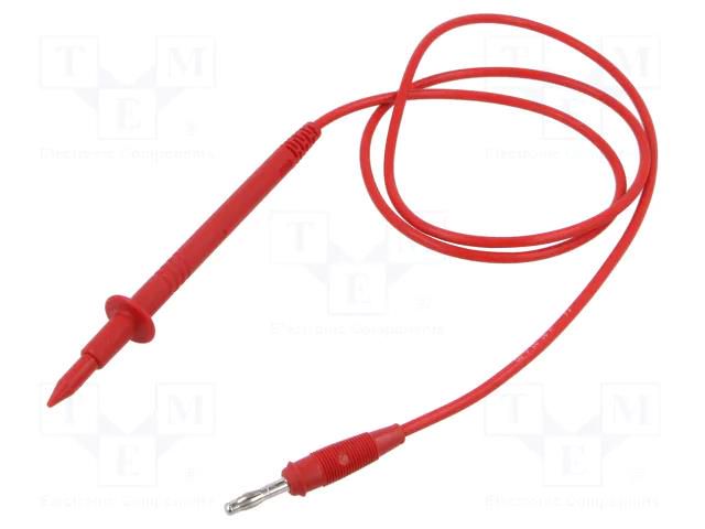 Test lead; 60VDC; 30VAC; 16A; probe tip,banana plug 4mm; Len: 1m HIRSCHMANN T&M PL3RT