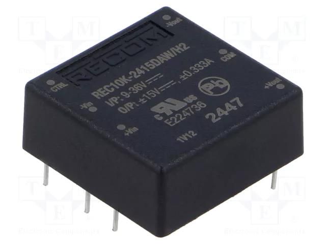 Converter: DC/DC; 10W; Uin: 9÷36VDC; Uout: 15VDC; Uout2: -15VDC RECOM REC10K-2415DAW/H2