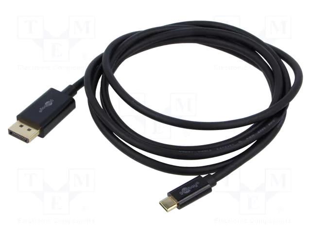 Cable; DisplayPort plug,USB C plug; PVC; 2m; black GOOBAY GOOBAY-75705