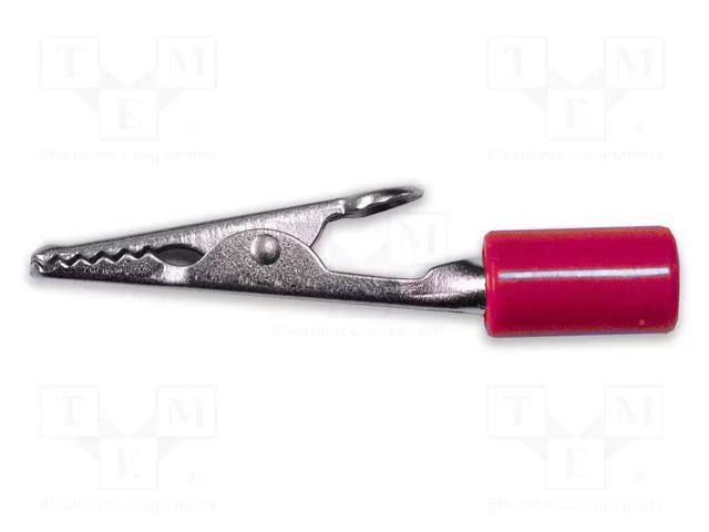 Crocodile clip; 10A; red; Grip capac: max.7.9mm; Socket size: 4mm MUELLER ELECTRIC BU-60H-2