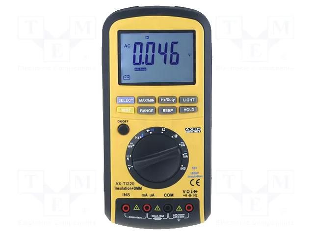 Meter: insulation resistance; LCD; (5000); True RMS AC+DC AXIOMET AX-TI220