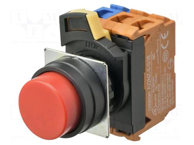 Switch: push-button; 22mm; Stabl.pos: 2; NC x2 + NO; red; none; IP66 OMRON A22NNBPANRAG122NN