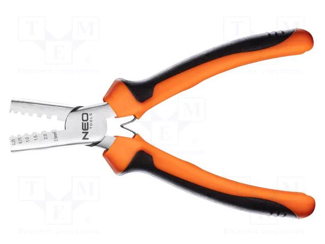 Tool: for crimping; insulated terminals; 0.25÷2.5mm2; 15AWG÷9AWG NEO TOOLS NEO-01-532