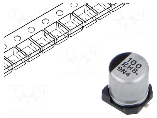 Capacitor: electrolytic; SMD; 100uF; 4VDC; Ø5x5.8mm; ±20%; 2000h PANASONIC EEEHB0G101R