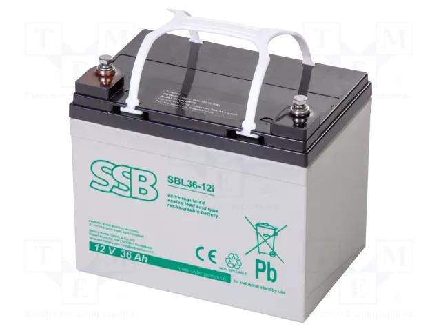 Re-battery: acid-lead; 12V; 36Ah; AGM; 192x130x168mm SSB ACCU-SBL-36-12I/S