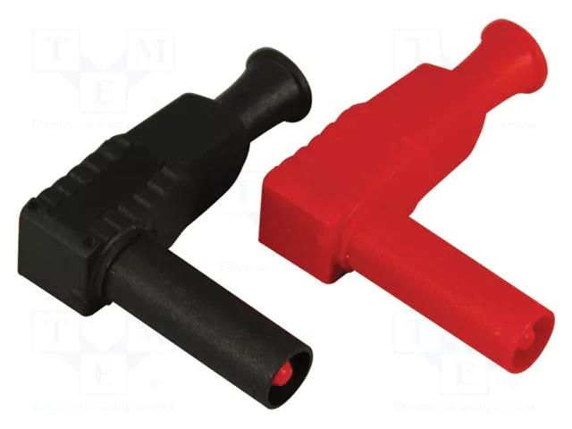 Connector: 4mm banana; plug; 20A; black,red; angled; 2.5mm2; screw CAL TEST CT3204
