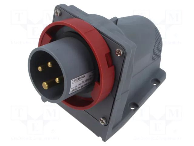Connector: AC supply 3-phase; socket; male; PIN: 4; 16A; 415V; IP&S AMPHENOL 2CMA101174R1000