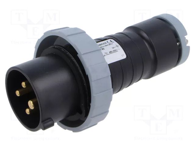 Connector: AC supply 3-phase; plug; male; PIN: 4; 16A; IP&S; IP69K AMPHENOL 2CMA166478R1000