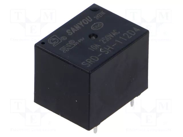 Relay: electromagnetic; SPDT; Ucoil: 12VDC; Icontacts max: 10A SANYOU SRD-SH-112D4
