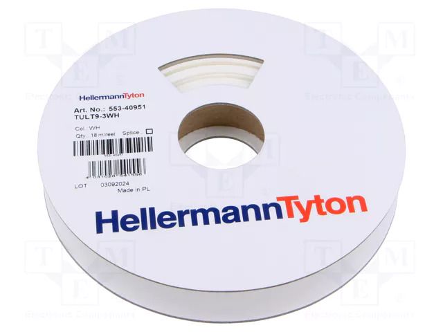 Heat shrink markers; white; thin walled; Shrinking ratio: 3: 1 HELLERMANNTYTON TULT9-3WH-WH