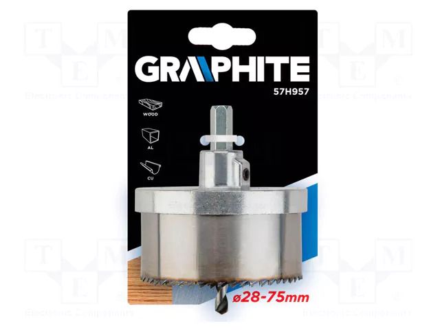 Hole saw; 28÷75mm; 5pcs. GRAPHITE 57H957