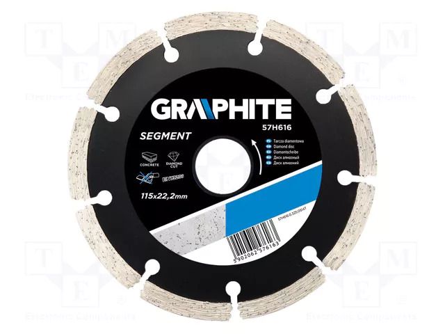 Cutting diamond wheel; Ø: 115mm; Disc thick: 2.1mm; segmented GRAPHITE 57H616