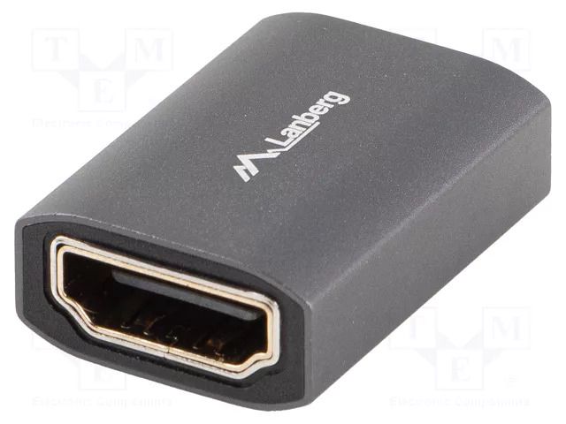 Adapter; HDMI socket,both sides; HDMI 2.1; silver; aluminium LANBERG AD-HDMI-02