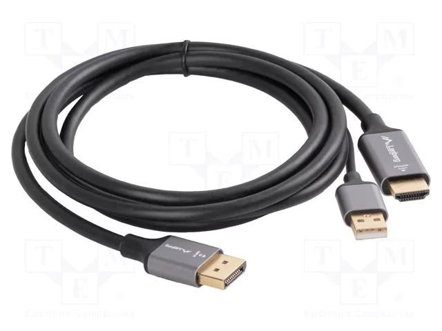 Cable; DisplayPort plug,HDMI plug,USB A plug; PVC; 1.8m; black LANBERG CA-HDDP20CU-0018BK