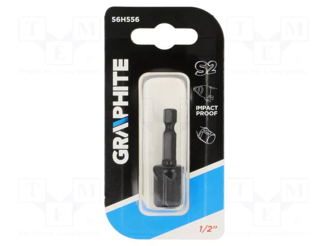 Adapter; Mounting: hexagon 1/4"/ square 1/2"; impact GRAPHITE 56H556