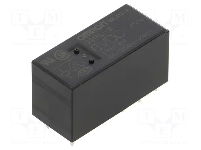 Relay: electromagnetic; DPDT; Ucoil: 6VDC; 8A; 8A/250VAC; 8A/30VDC OMRON Electronic Components G2RL-2-DC6