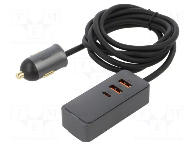 USB power supply; USB A socket x3,USB C socket; grey BASEUS CCBT-B0G