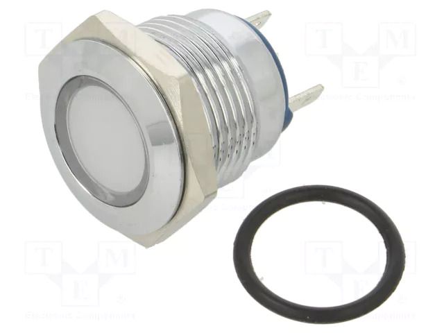 Indicator: LED; flat; white; 24VDC; 24VAC; Ø16mm; connectors; brass NINIGI IND16-24W-C