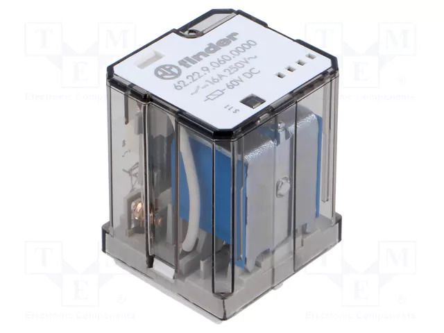 Relay: electromagnetic power; DPDT; Ucoil: 60VDC; Icoil: 21.7mA FINDER 62.22.9.060.0000