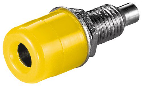 Banana Chassis Socket with Screw, yellow - 4 mm, 2 nuts, yellow 11672