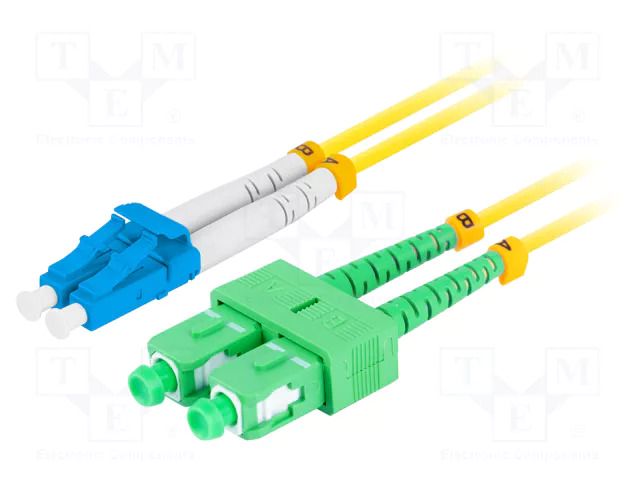 Fiber patch cord; LC/UPC,SC/APC; 0.5m; 9/125um; LSZH; blue,green LANBERG FO-LUSASD11-0005YE