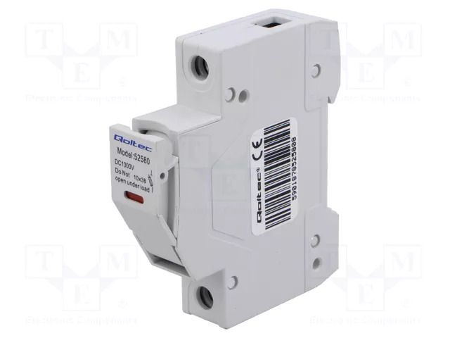 Fuse holder; 10x38mm; for DIN rail mounting; 15A; Poles: 1; 1kVDC QOLTEC 52580