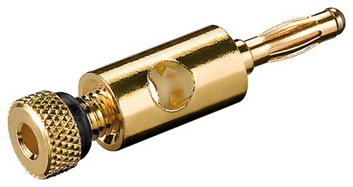 Banana Plug with Screw Connection, black - gold-plated, 4 mm, black coloured ring 11683