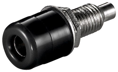 Banana Chassis Socket with Screw, black - 4 mm, 2 nuts, black 11731