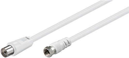 SAT/Antenna Adapter Cable (<70 dB), Double Shielded, 1.5 m, white - F plug > coaxial socket 11829