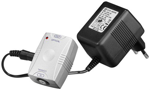 Coaxial-Opto Converter, silver - converts digital coaxial signals (RCA) to digital optical signals (toslink) 11918