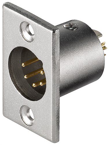 Microphone Chassis Male Socket, XLR male (5-pin), 5 Pin - with gold plated contacts 11966