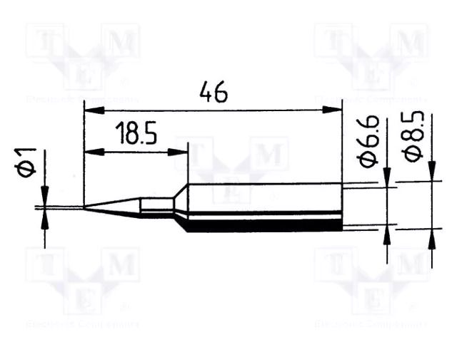 Tip; conical; 1mm; for  soldering iron,for soldering station ERSA ERSA-0832BDLF