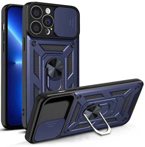 Hybrid Armor Camshield case for iPhone 13 Pro armored case with camera cover blue, Hurtel 5907769350023 5907769350023