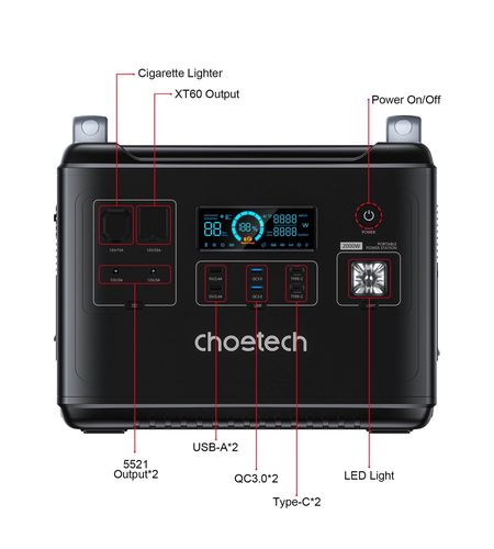 Choetech portable power station LiFePO4 1997Wh 2000W power bank black (BS006 Super Mini), Choetech 6932112102911 6932112102911