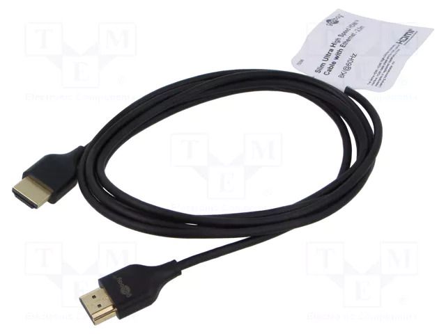 Cable; HDMI plug,both sides; HDCP 2.2,HDMI 2.0,slim; 2m; black GOOBAY GOOBAY-75299
