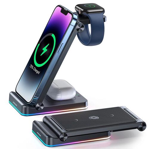 Joyroom 3in1 induction charger for Apple devices - iPhone, Apple Watch, Airpods (up to 15W) stand stand black (JR-WQN01), Joyroom 6956116721480 6956116721480