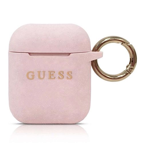 Guess GUACCSILGLLP AirPods cover light pink / pink Silicone Glitter, Guess 3700740463802 3700740463802