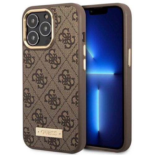 Guess GUHMP14LU4GPRW iPhone 14 Pro 6.1 "brown / brown hard case 4G Logo Plate MagSafe, Guess 3666339069926 3666339069926