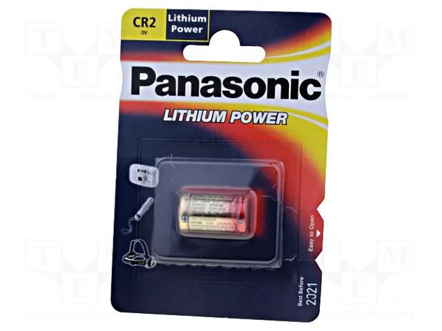 Battery: lithium; CR2; 3V; 850mAh; non-rechargeable PANASONIC BAT-CR2/P