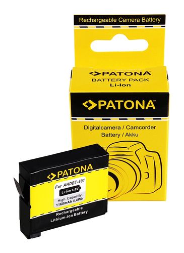 PATONA Battery f. GoPro Hero 4 AHDBT-401 Black Silver Music Surf, PATONA 1235 4055655110211