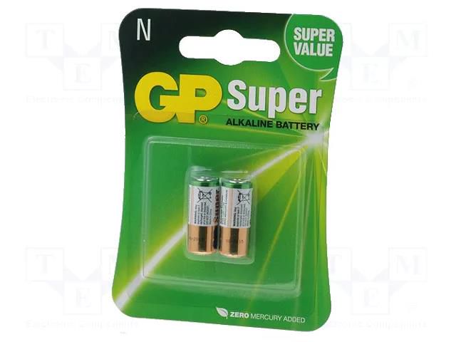 Battery: alkaline; N,R1; 1.5V; non-rechargeable; 2pcs. GP BAT-LR1/910A/GP