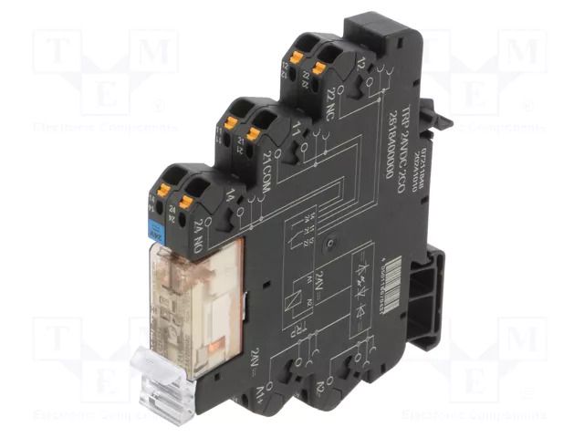 Relay: interface; DPDT; Ucntrl: 24VDC; 8A; for DIN rail mounting WEIDMÜLLER TRP-24VDC-2CO