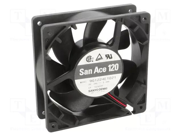 Fan: DC; axial; 24VDC; 120x120x38mm; 200.4m3/h; 46dBA; ball; 3100rpm SANYO DENKI 9G1224E1021